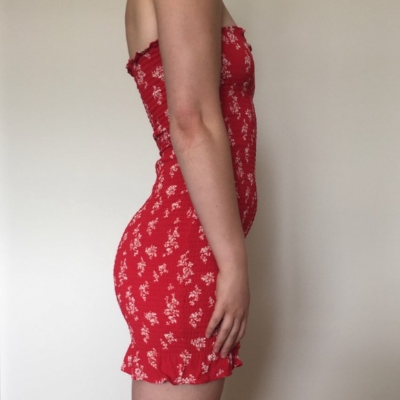 Reformation Chantilly Red Floral Strapless Dress - Picture 7 of 7